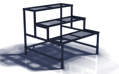 3 Step Square Display – Painted Black 48″W x 36″ x 32″H